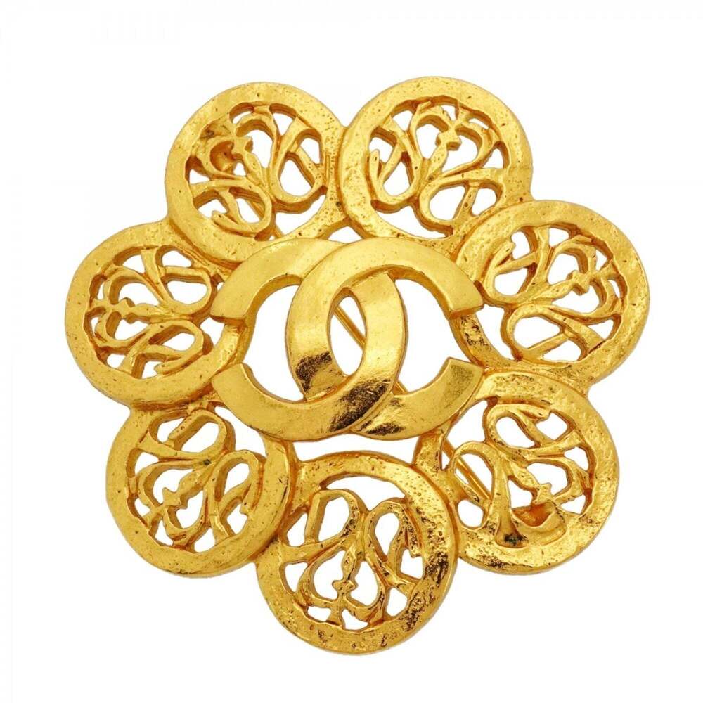CHANEL Gold Logo Brooch - Picture 1 of 6